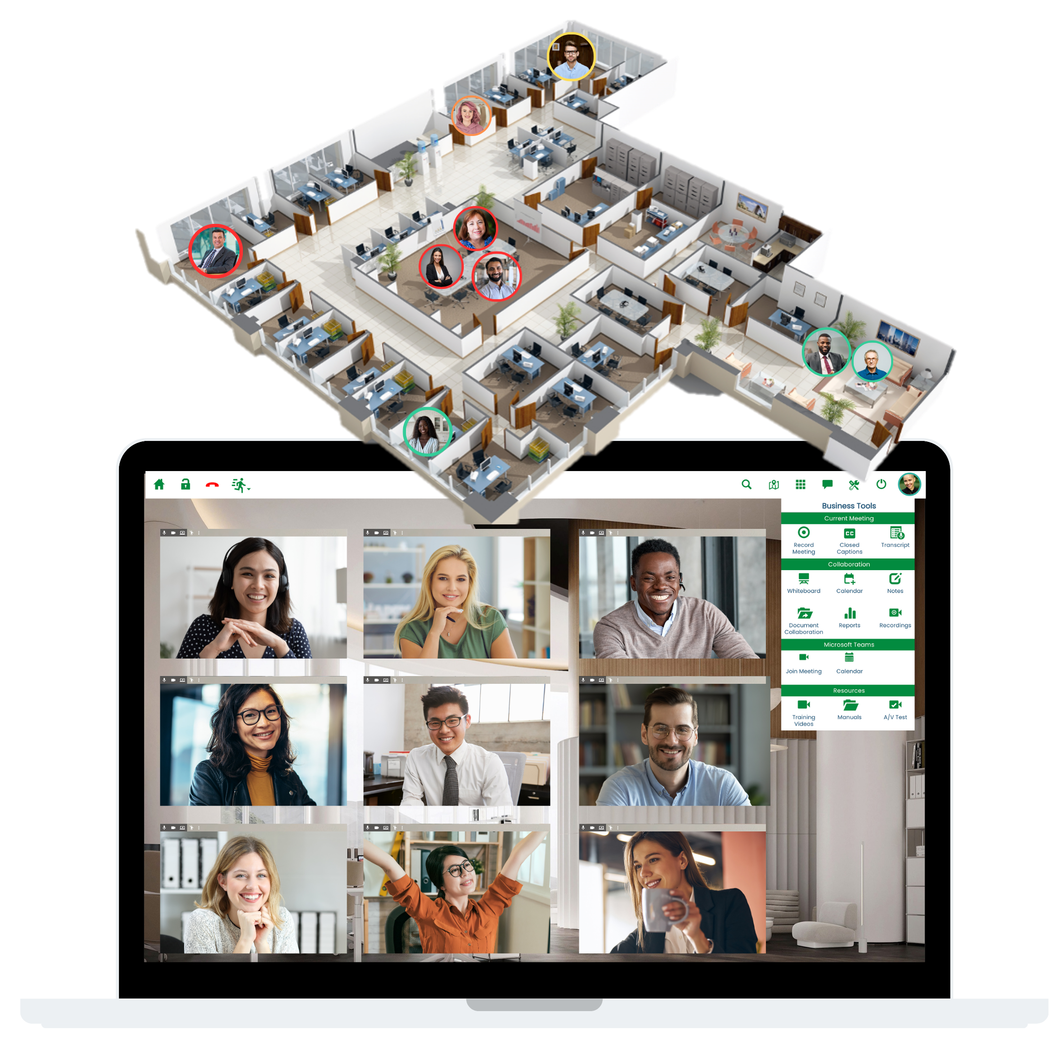 Modern workplace with professionals collaborating